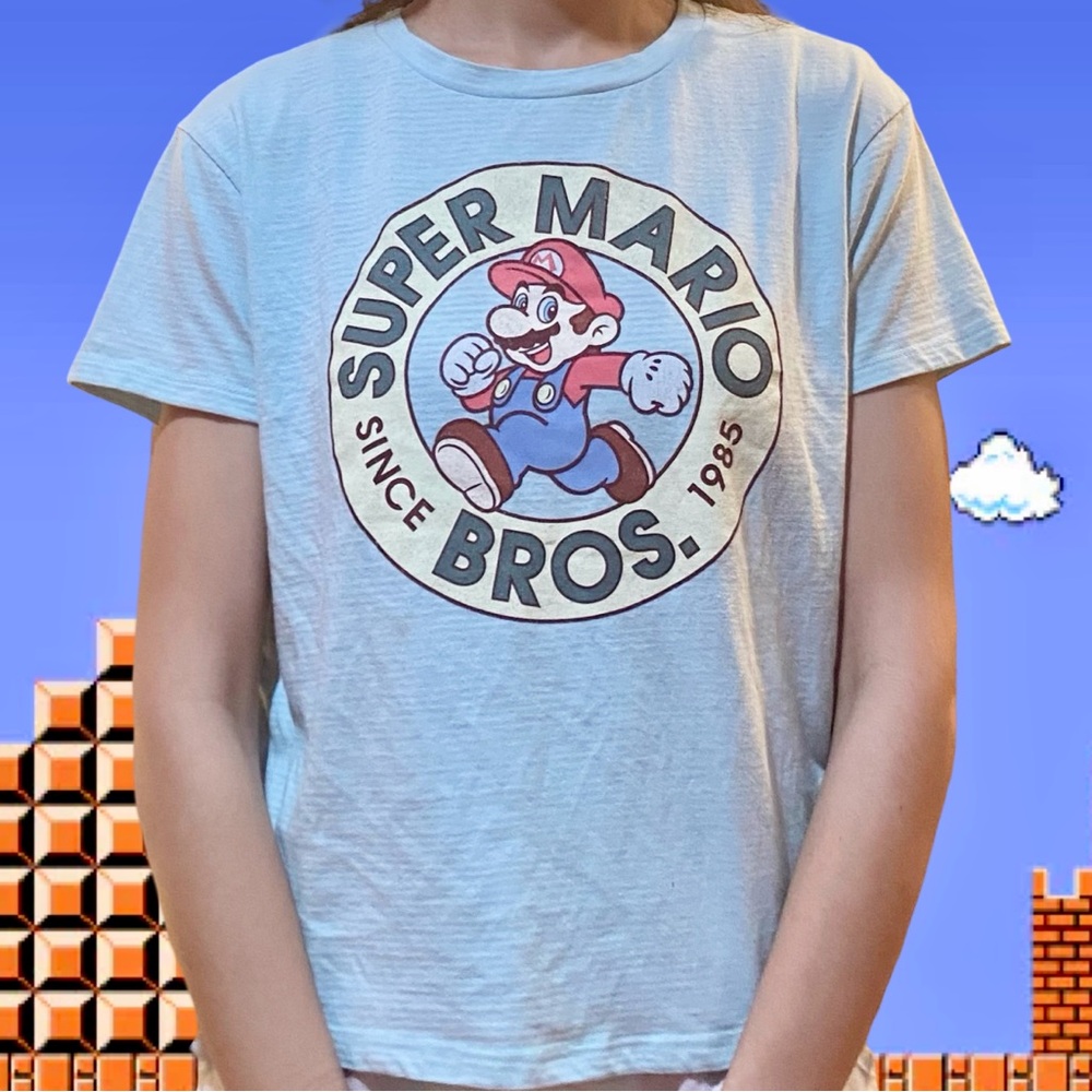 Nintendo © 2020 Blue Super Mario Bros. Since 1985 Graphic Tee Video Game Shirt